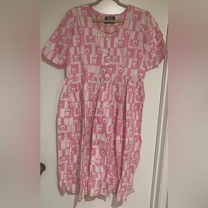 Pink Geometric Floral Dress